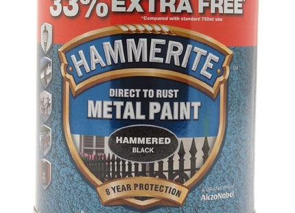 Hammerite Direct To Rust Metal Paint - Hammered Black - 750ml +33% EF