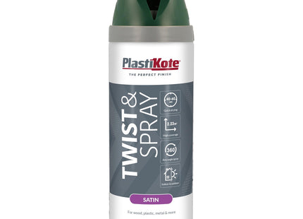PlastiKote Twist & Spray Satin Hunter Green 400ml PKT22112