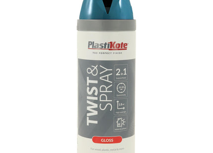 PlastiKote Twist & Spray Gloss Mediterranean Blue 400ml PKT21118