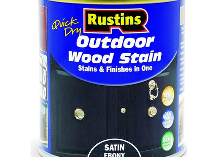 Rustins Quick Dry Outdoor Wood Stain Ebony Durable and Weather-Resistant Finish, Fast Drying, Available in Many Wood Shades 500ml