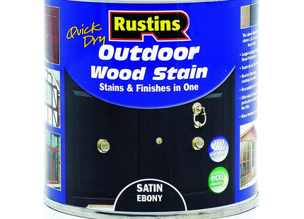Rustins Quick Dry Outdoor Wood Stain Ebony Durable and Weather-Resistant Finish, Fast Drying, Available in Many Wood Shades 250ml
