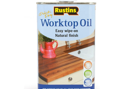 Rustins Worktop Oil - Premium Wood Treatment for Enhanced Durability, Water Resistance, and Natural Finish - Ideal for Kitchen Surfaces 500ml