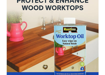 Rustins Worktop Oil - Premium Wood Treatment for Enhanced Durability, Water Resistance, and Natural Finish - Ideal for Kitchen Surfaces 500ml