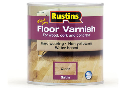 Rustins Floor Varnish Clear Satin 1 Litre - - Tough, Scratch-Resistant Protection for Wooden Floors Easy to Apply & Fast Drying
