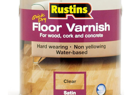 Rustins Floor Varnish Clear 2.5 Litre Satin - Fast-Drying Floor Protection for Interior Wood - Easy Application with Tough, Long-Lasting Clear Finish