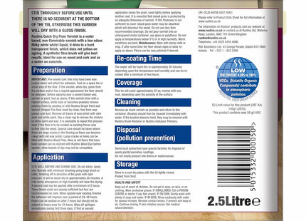 Rustins Floor Varnish Clear 2.5 Litre Satin - Fast-Drying Floor Protection for Interior Wood - Easy Application with Tough, Long-Lasting Clear Finish