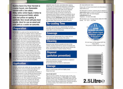 Rustins Floor Varnish Clear 2.5 Litre Gloss - Fast-Drying Floor Protection for Interior Wood - Easy Application with Tough, Long-Lasting Clear Finish