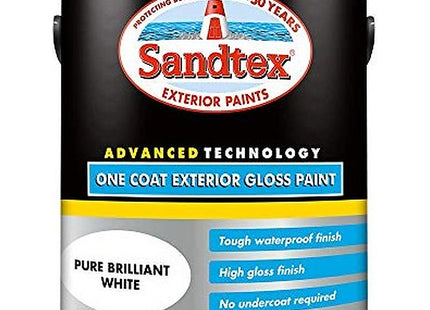 Sandtex One Coat Exterior Gloss Paint 2.5 Litre Brilliant White