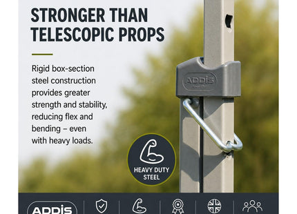 Addis Washing Line Prop 2.2m Heavy Duty Clothes Line Support Pole with 5 Height Positions, Outdoor Laundry Prop