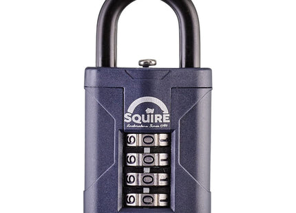 Squire Combination Padlock 40mm Wide Combination Padlock (Blue) Alloy Steel for Corrosion Resistance Weatherproof Lock CP40