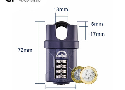Squire Heavy Duty Padlock 4 Wheel Combination Padlock Alloy Steel for Corrosion Resistance Weatherproof Lock for Home, 40 mm CP40CS