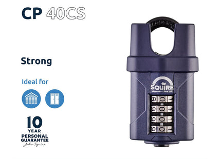 Squire Heavy Duty Padlock 4 Wheel Combination Padlock Alloy Steel for Corrosion Resistance Weatherproof Lock for Home, 40 mm CP40CS