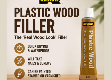 Rustins Plastic Wood Tube Oak 20g PWOATU