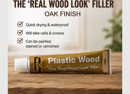 Rustins Plastic Wood Tube Oak 20g PWOATU