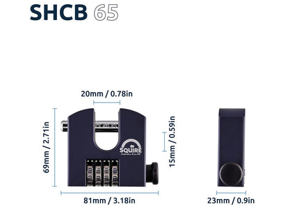 Squire Heavy Duty Padlock Toughest Rotating Shackle Alloy Steel for Corrosion Resistance Weatherproof Lock for Home & Shed (Blue, 65 mm) SHCB65