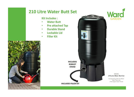 Strata 210 Litre Water Butt, complete with stand, filler & tap
