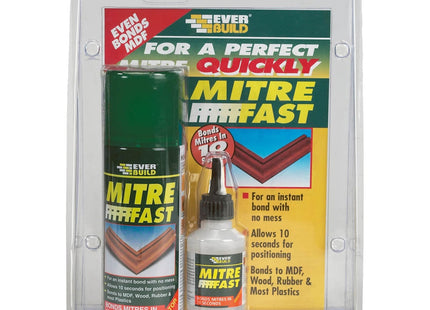 Everbuild Mitre Fast Two Part Bonding Kit Standard Grade Clear - 50g Adhesive & 200ml Activator