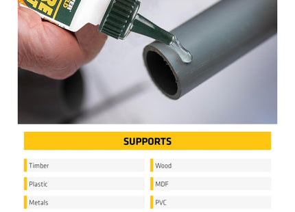 Everbuild Mitre Fast Two Part Bonding Kit Standard Grade Clear - 50g Adhesive & 200ml Activator