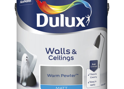 Dulux Walls & Ceilings Matt Emulsion Paint - Warm Pewter - 2.5 Litre