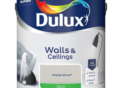 Dulux Silk Emulsion Paint For Walls And Ceilings - Pebble Shore 2.5 Litre