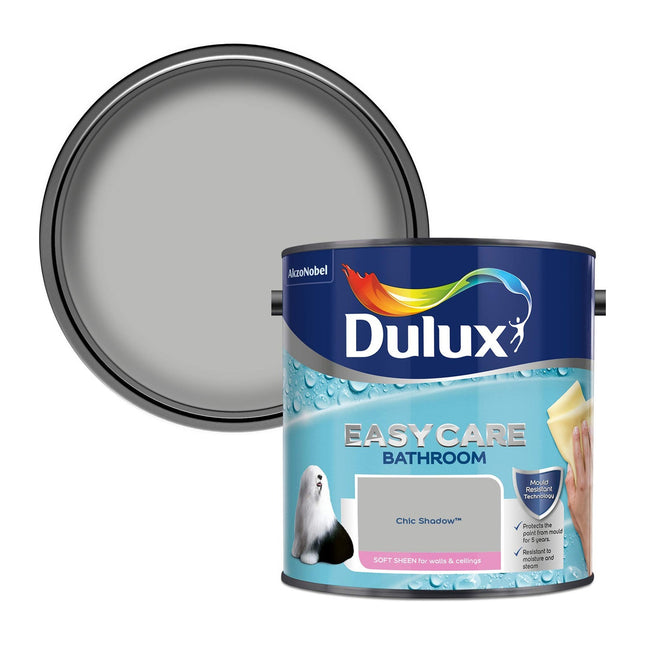 Dulux Easycare Bathroom Soft Sheen Emulsion Paint for Walls and Ceilings - Chic Shadow 2.5 Litre 500001