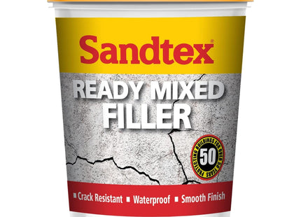 Sandtex Ready Mixed Masonry Filler White 500g - Exterior Filler for Fine Cracks and Holes in Brick, Render and Stone