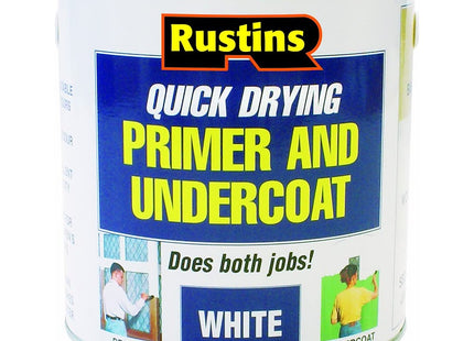 Rustins Quick Drying Primer And Undercoat White Smooth Finish Prep Coat with Quick Drying Formula; Excellent Coverage for Walls 2.5 Litre