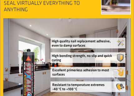 Everbuild Sika Stixall - Extreme Power Sealant and Adhesive - Waterproof - White - 290ml