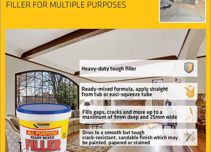 Everbuild All Purpose Ready Mixed Filler - Interior And Exterior Use - White - 600g