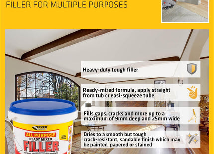 Everbuild All Purpose Ready Mixed Filler - Interior And Exterior Use - White - 1kg
