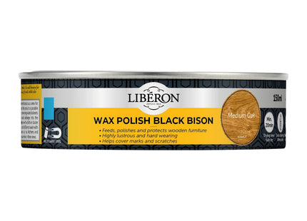 Liberon Wax Polish Black Bison Paste 150ml Medium Oak 126870