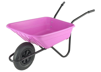 The Walsall Wheelbarrow Company The Shire 90 Litre Polypropylene Wheelbarrow Pink Pneumatic Wheel