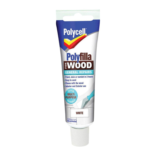 Polycell Wood Filler Polyfilla Interior Exterior Use Tough Durable Repaintable PLCWGRW75 75g White