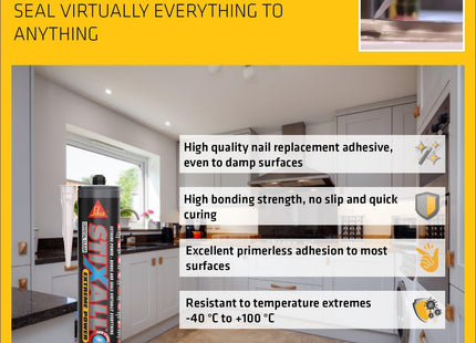 Everbuild Sika Stixall Extreme Power Sealant and Adhesive, Waterproof, Crystal Clear, 290ml