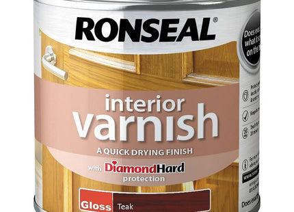 Ronseal 250ml Quick Dry Gloss Interior Varnish - Teak RSLINGTE250