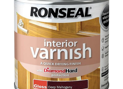 Ronseal 250ml Quick Dry Gloss Interior Varnish - Deep Mahogany RSLINGDM250