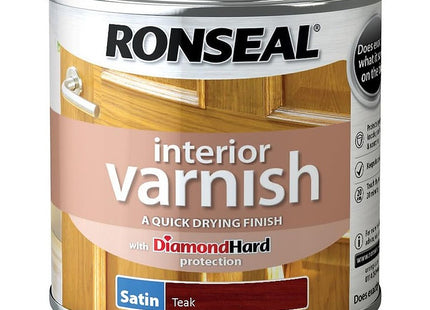 Ronseal 250ml Quick Dry Satin Interior Varnish - Teak RSLIVSTE250