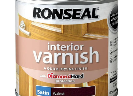 Ronseal 250ml Quick Dry Satin Interior Varnish - Walnut RSLIVSWN250