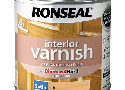 Ronseal 250ml Quick Dry Satin Interior Varnish - Ash RSLIVSAS250