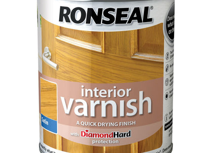 Ronseal Diamond Hard Quick Dry Interior Varnish Satin Light Oak 250ml 36821