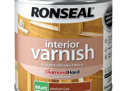 Ronseal 250ml Quick Dry Matt Interior Varnish - Medium Oak RSLIVMMO250