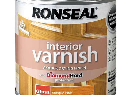 Ronseal 250ml Quick Dry Gloss Interior Varnish - Antique Pine RSLINGAP250