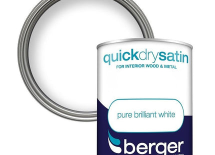 Berger JNS_433443 Quick Dry Satin 750ml Brilliant White, Plastic