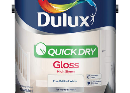 Dulux Quick Dry Gloss Paint For Wood And Metal, Pure Brilliant White, 2.5 Litre