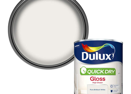 Dulux Quick Dry Gloss Paint For Wood And Metal - Pure Brilliant White 750ml