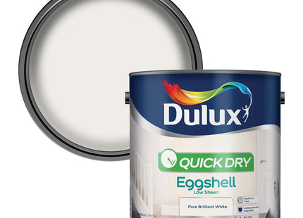 Dulux Quick Dry Eggshell Paint For Wood And Metal - Pure Brilliant White 2.5 Litre