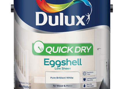 Dulux Quick Dry Eggshell Paint For Wood And Metal - Pure Brilliant White 2.5 Litre