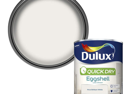 Dulux Quick Dry Eggshell Paint For Wood And Metal, Pure Brilliant White, 750ml