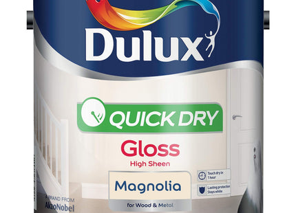 Dulux Quick Dry Gloss Paint For Wood And Metal - Magnolia 2.5 Litre