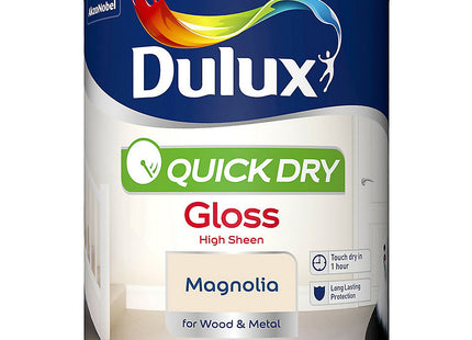 Dulux Quick Dry Gloss Paint For Wood And Metal - Magnolia 750ml